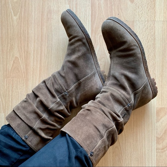 Prada Brown Suede Round-toe Slouchy Boots Sz 35 - Picture 8 of 8